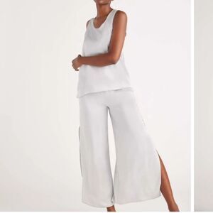 Quince 100% Silk Cream White Wide Leg Pant Medium